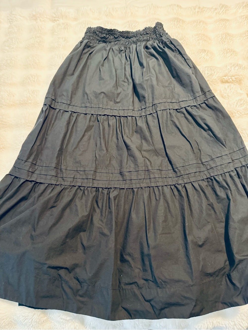 Quince Black Tiered Maxi Skirt